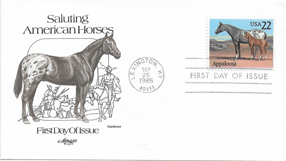 STAMP SCOTT  2158 "Appaloosa" 22 CENT 1985 FDC - B