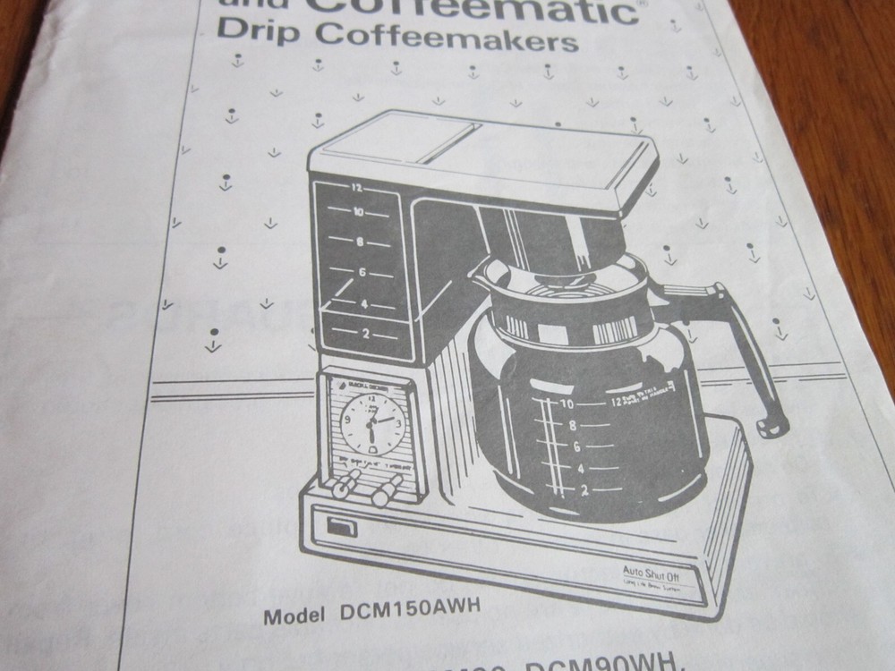 Vtg Black & Decker Coffee Maker User Manual Instructions Guide ONLY DCM Models