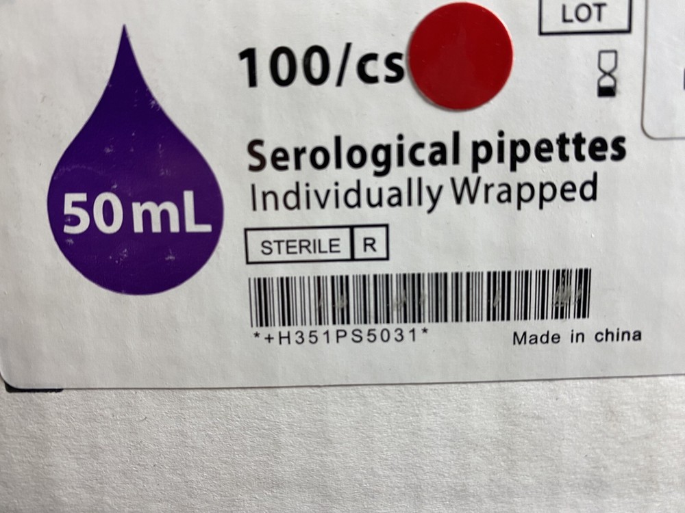 ARGOS TECHNOLOGIES Polystyrene 50mL Disposable Serological Pipettes PS50(100/cs)