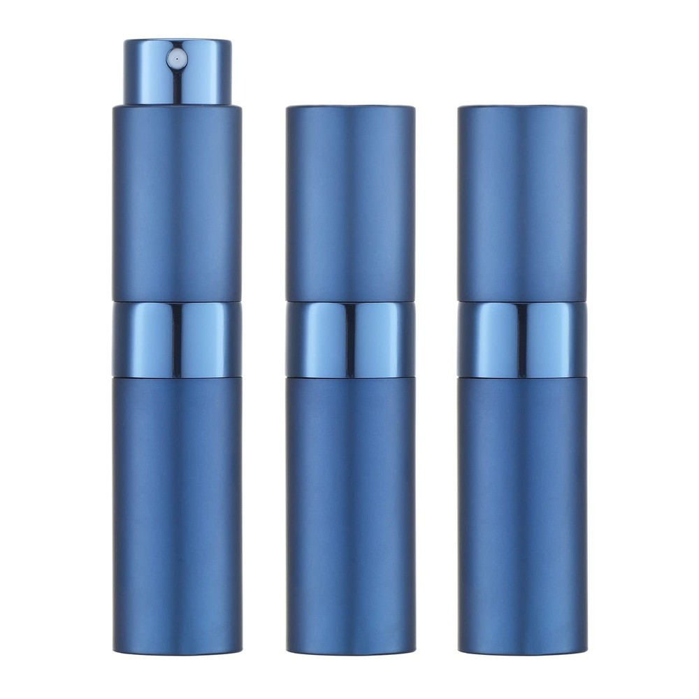 LISAPACK 8ml Travel Perfume Atomizer Spray Bottles, Refillable 3Pack Empty Blue