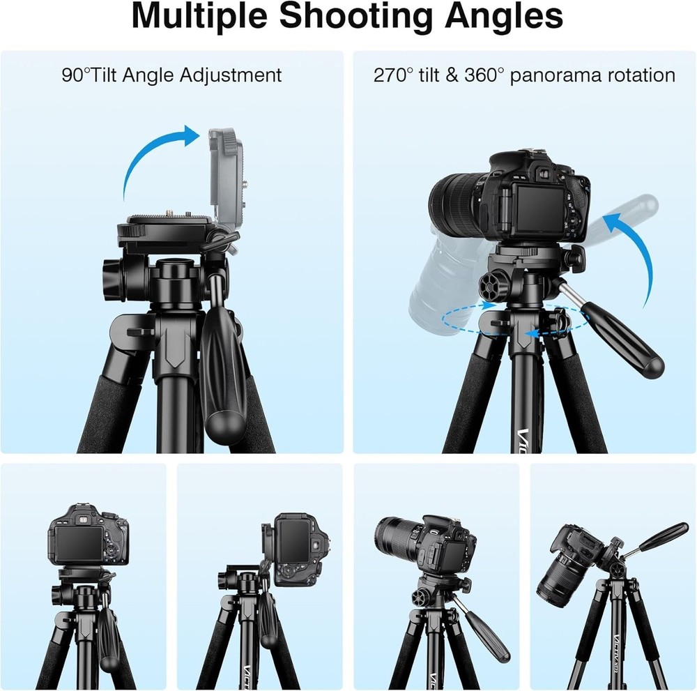 Lightweight Camera Tripod Stand, 72" Tall, Remote, Compact