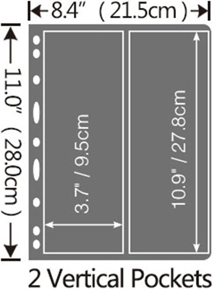 Stamp Pages for Stamp Album Binder, 10 Sheet 2 Vertical Pockets Pages for Sta...