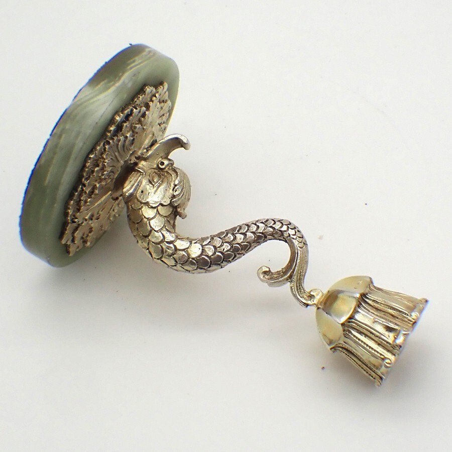 Dolphin Candlestick Gilt 800 Silver Marble Base