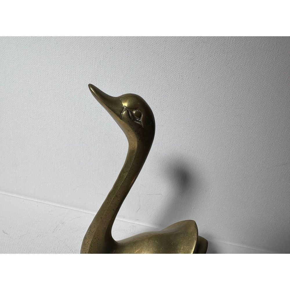 Solid brass goose swimming vintage decor