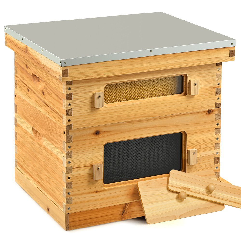 Beehive Frame BeeHive Box Kit W/ Beeswax Beekeeping 20 Frames 10 Deep+10 Medium