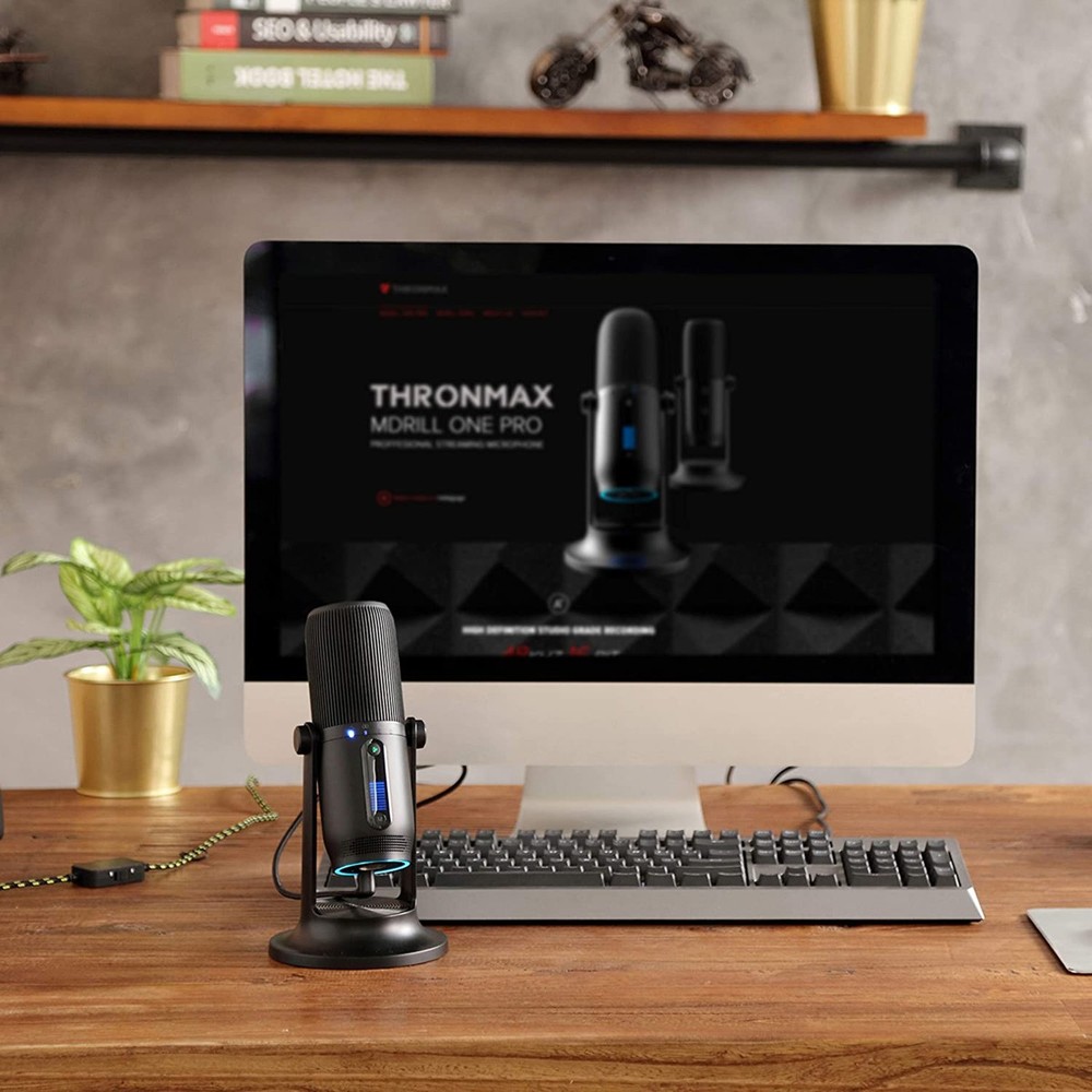 Thronmax MDrill One USB Microphone with Tabletop Stand, Slate Gray