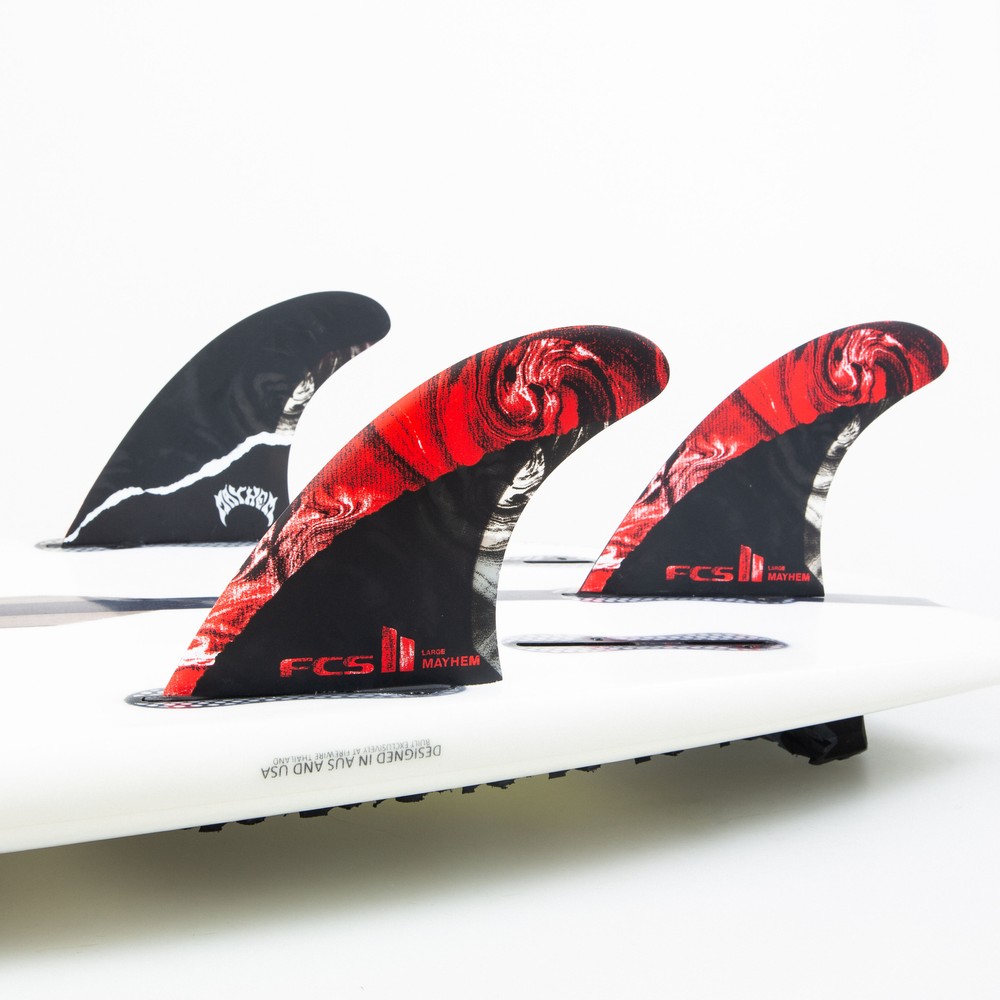 FCS 2 MB PC Carbon Tri-Quad Fin Set Red L