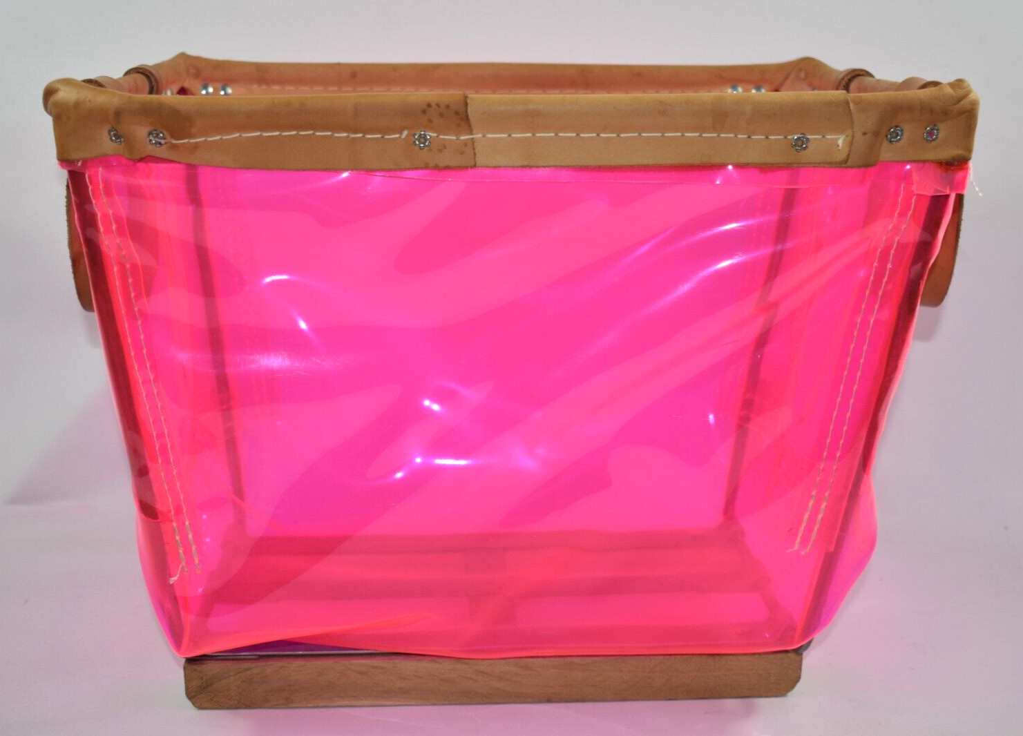 Victoria's Secret VS Barbie Pink Store Display Storage Bin Basket Leather Handle
