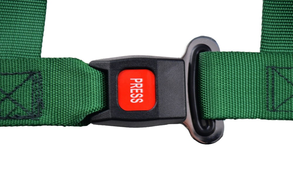 FLOOR MOUNT 3 POINT HARNESS BOLT IN PULL DOWN LAP BELTS DARK GREEN