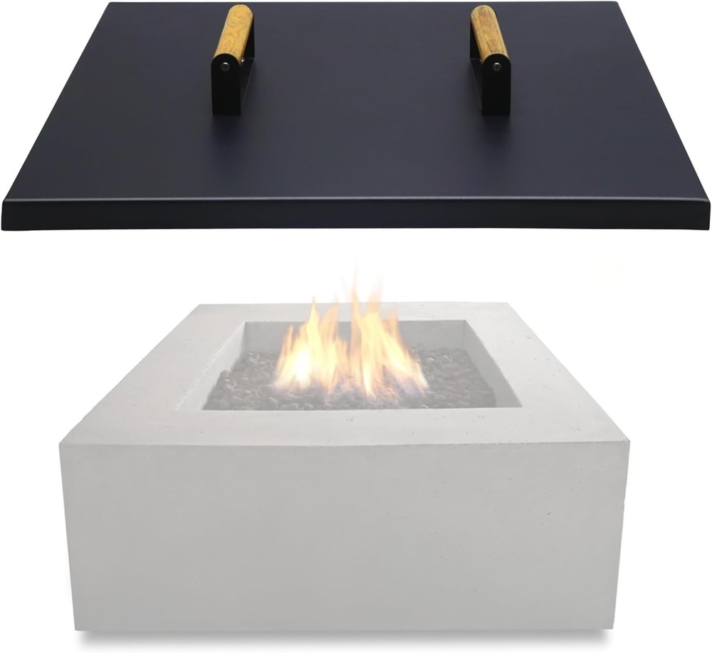 FEBTECH 21" Fire Pit Snuffer Lid Square for 19" Fire Pits with Wooden Handles