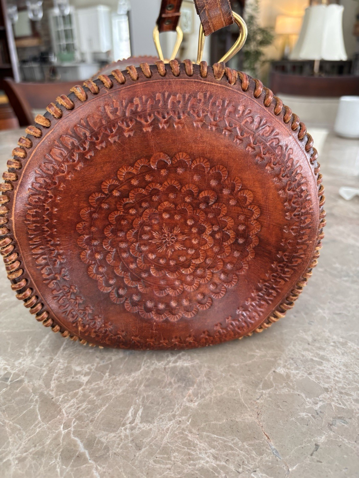 Gorgeous Hand Made Tooled LEATHER Vintage Old Mexico 1950’s Purse Bag