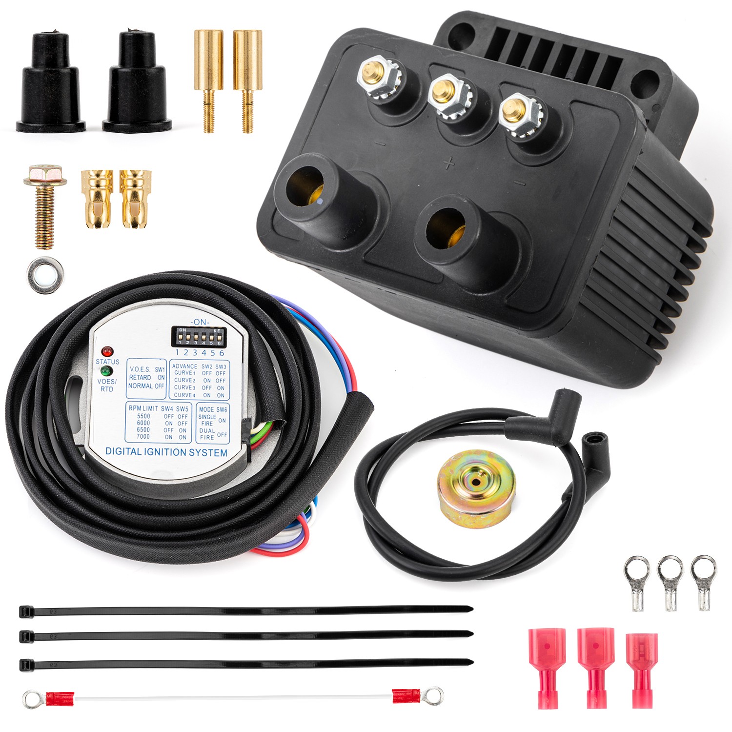 Single Fire Programmable Ignition Coil Kit 53-660 For Harley Evo Big Twin & XL 7