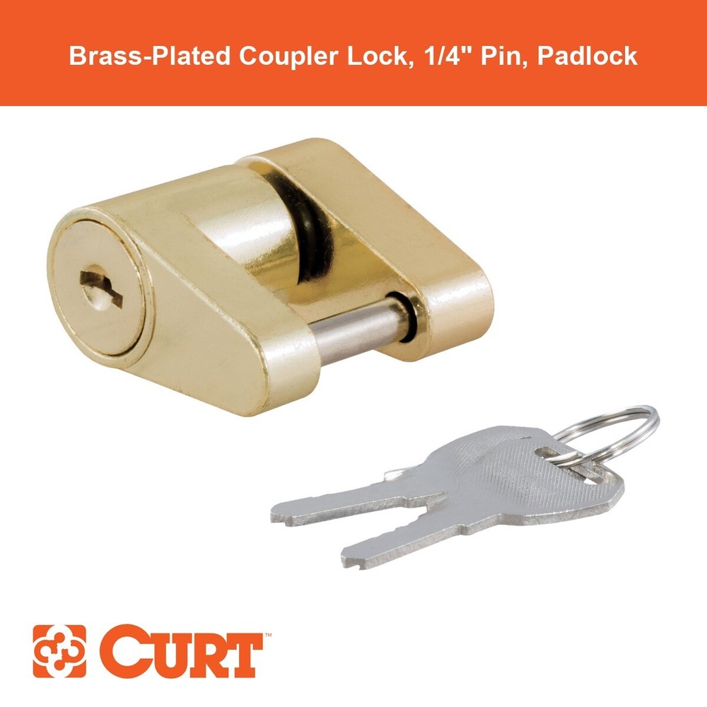 Coupler Lock (1/4" Pin, 3/4" Latch Span, Padlock, Brass-Plated)