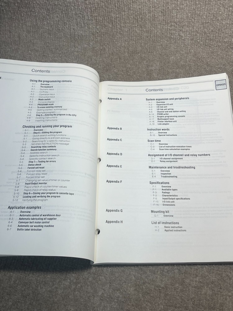 OMRON Sysmac C-Series C20 Programmable Controller User's Manual