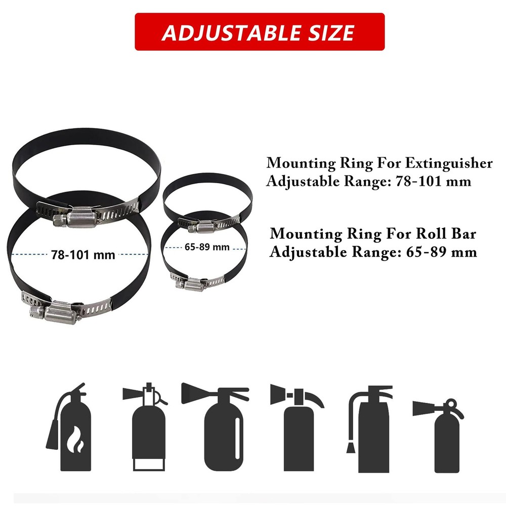 Quick Release Fire Extinguisher Mount - Aluminum Adjustable UTV Roll Bar Fire...