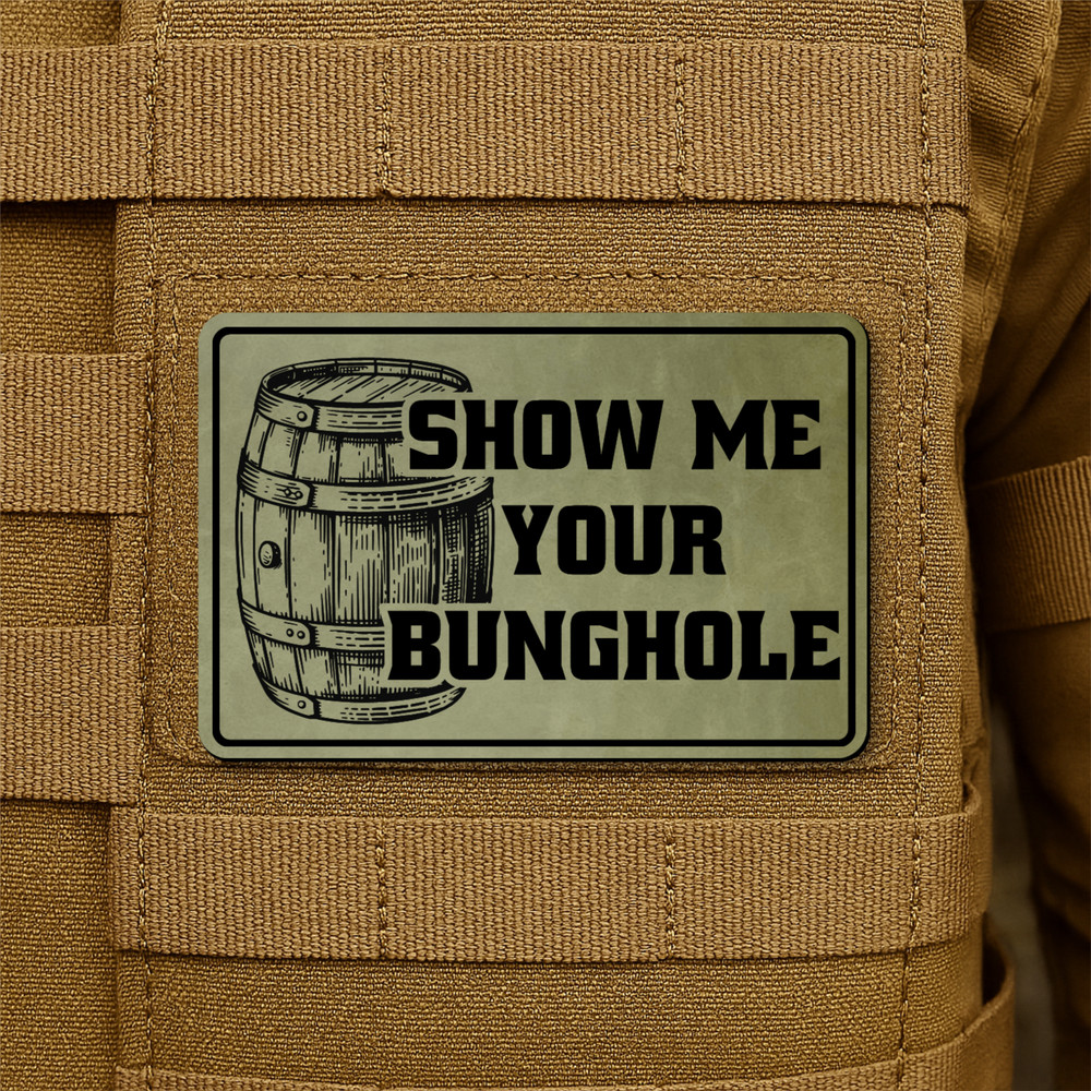 Whiskey Bourbon Bunghole Morale Patch 2"x3" Hook & Loop Funny Engraved Tactical