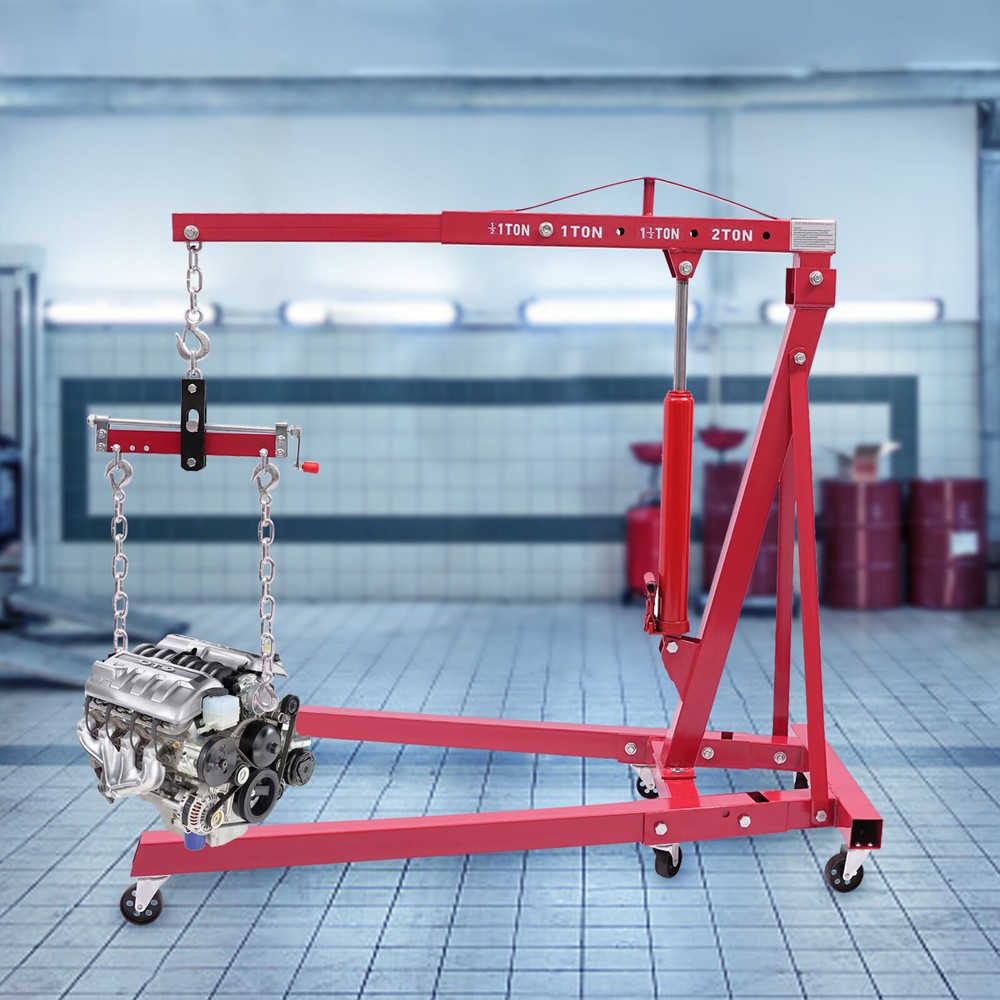 Folding Hydraulic Crane & Engine Leveler Set 8T Hydraulic Pump 6 Casters