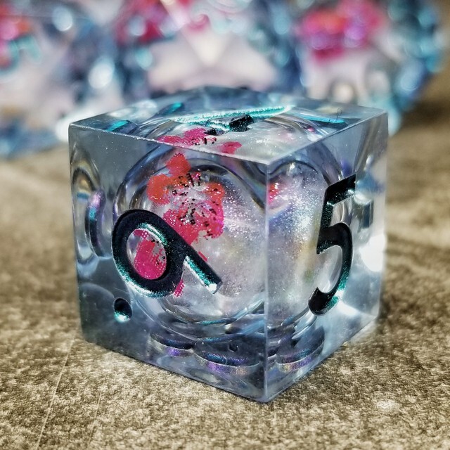 Sage's Flowered Souls Liquid Core Sharp Edge Resin Dice Set