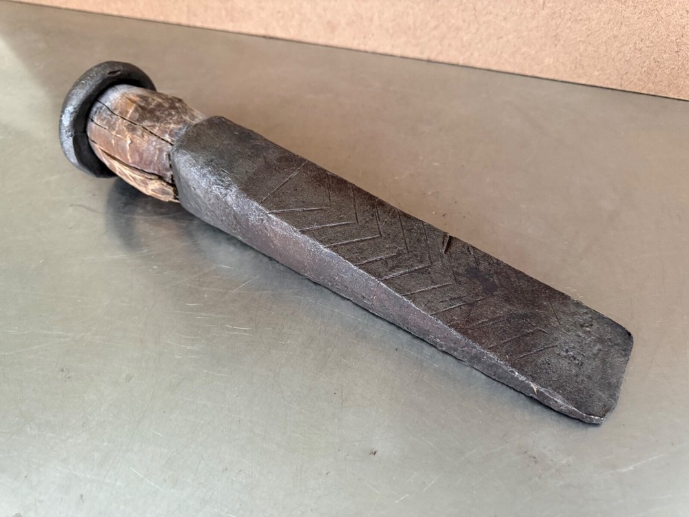 Vtg. LOGGING GLUT Wood Splitting Socket Wedge Chisel Wood Handle Lumberjack