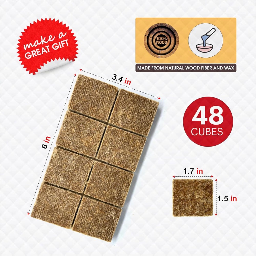 Fire Starter Cubes Pack 48 Natural Fire Starters Easy Ignite (48 Squares)