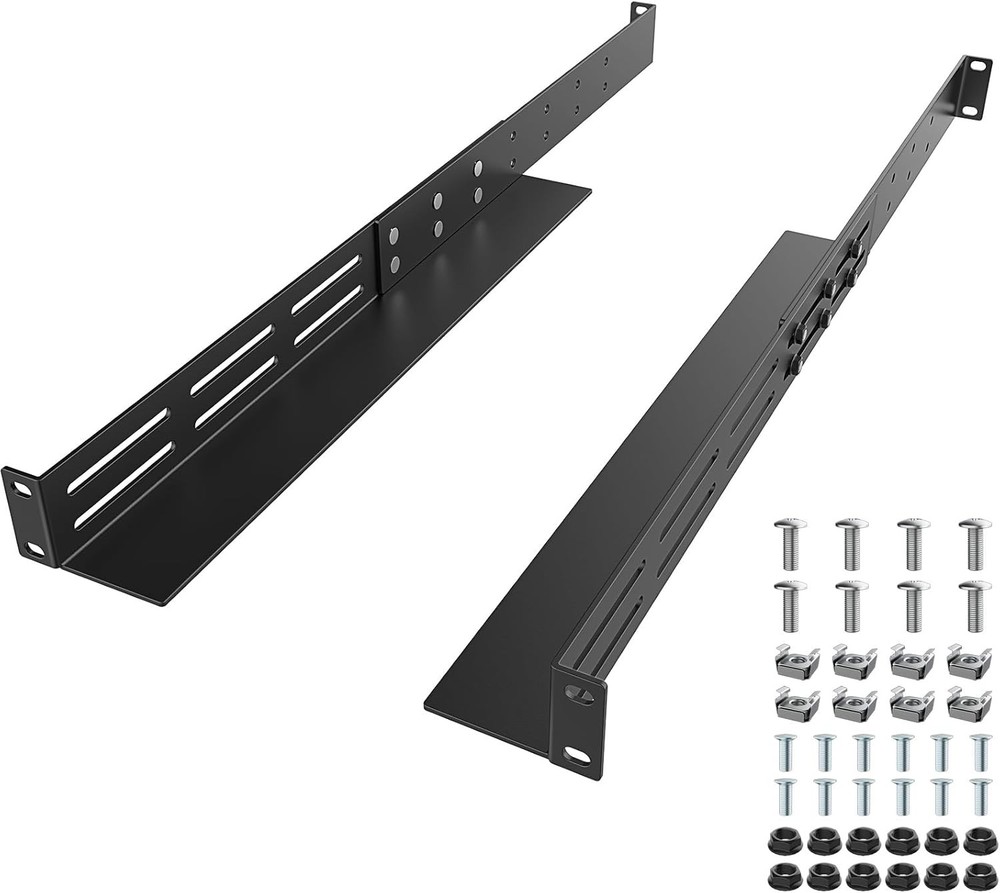 1U Universal Rack Mount Rails 4-Post Server Rack Shelf Rail 16"-30" Adjustabl...