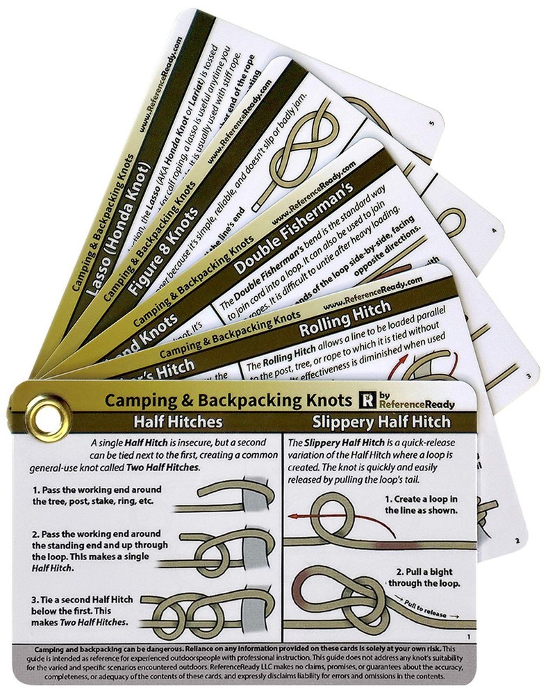 ReferenceReady Outdoor Knots Pocket Guide - Waterproof Sized, Brown