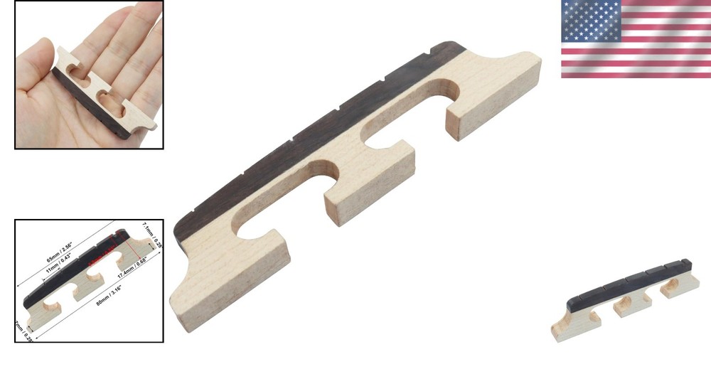 6-String Banjo Bridge - Ebony Maple Replacement for Enhanced Sound