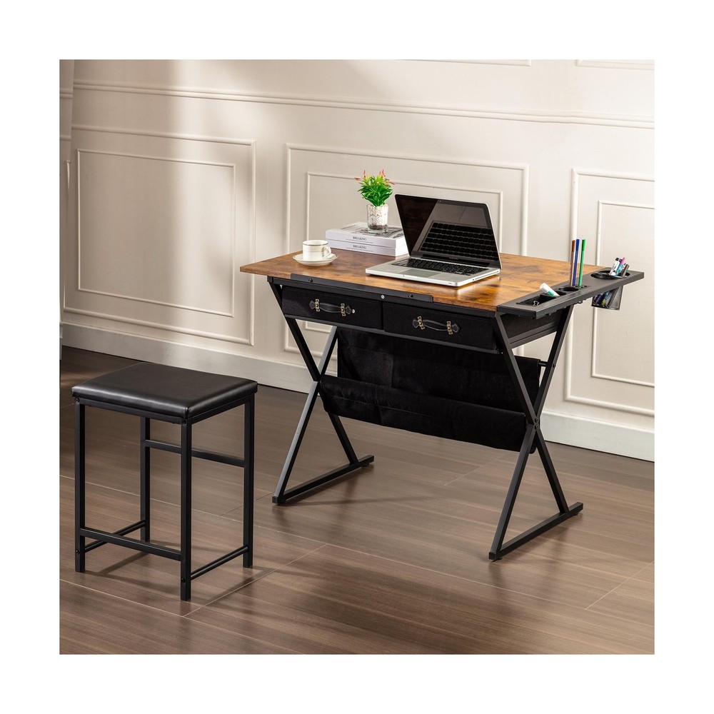 VECELO Drafting Table Art Desk Art Table Adjustable Drawing Table Tilted Tabl...