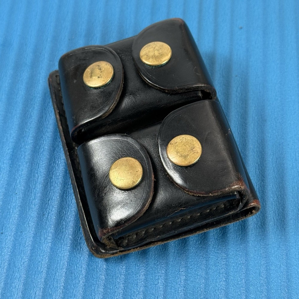 Jay Pee Double 38 Spl. 357 Ammo Dump Snap Pouch Black Leather
