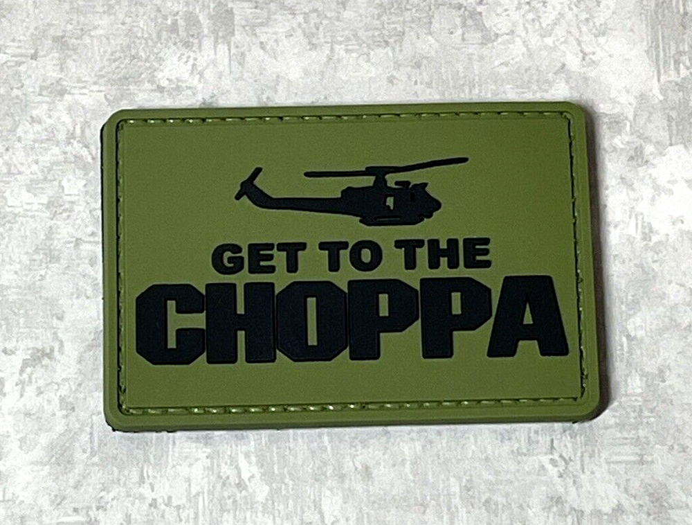 Get To The Choppa Tactical Morale PVC Patch, Helicopter Green Predator Patch