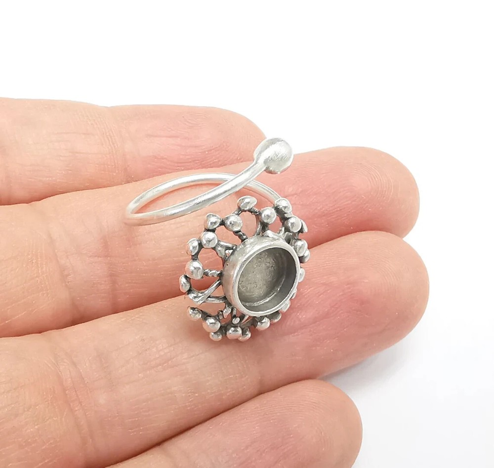 Flower, Sun Ring Setting Blank Cabochon Mounting Adjustable Resin Ring Base