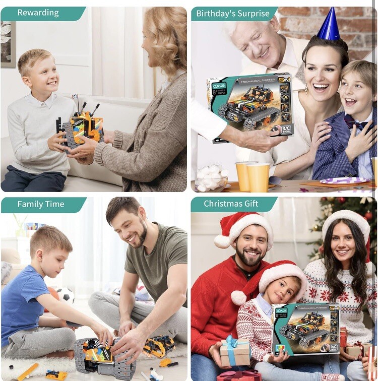 5 in 1 STEM Remote Control Building Kit, 392Pcs Blocks Erector Projects Set