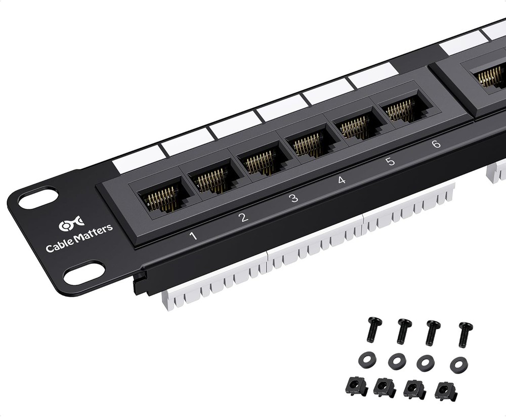 24 Port Cat6 Patch Panel Rackmount Wall Mount