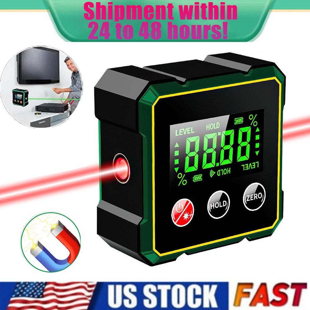 Digital Angle Finder W/ Laser Level Inclinometer Magnetic Angle Gauge Protractor