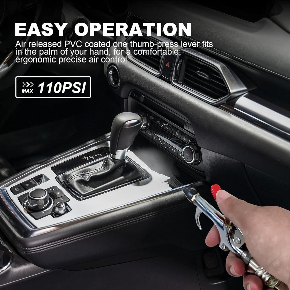 Chrome Blow Gun with Rubber Tip - 1/4 in Quick Fitting Accessory Kit