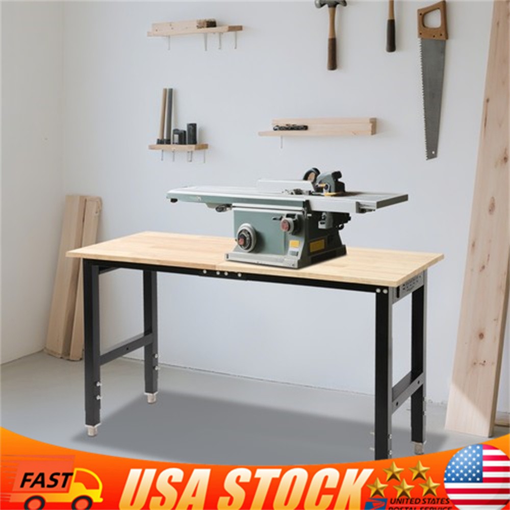 Max 2000 lbs Adjustable Height Workbench W/Power Outlets Heavy-Duty Work Table