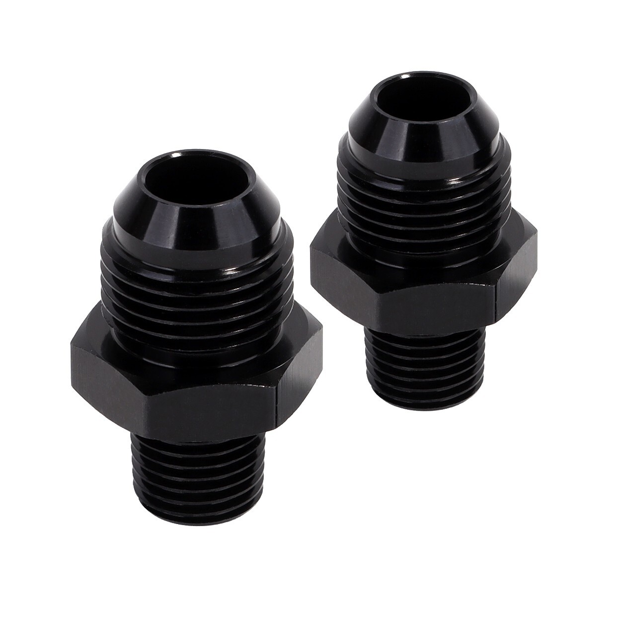 3/8" NPT to 6AN Fitting Male Straight Fittings Adapter Aluminum Black 2Pcs