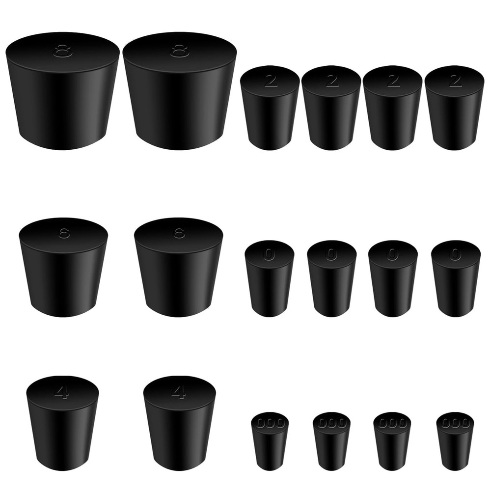 Solid Rubber Stopper,18 pcs Black Corks Plugs Odor Control Pipe
