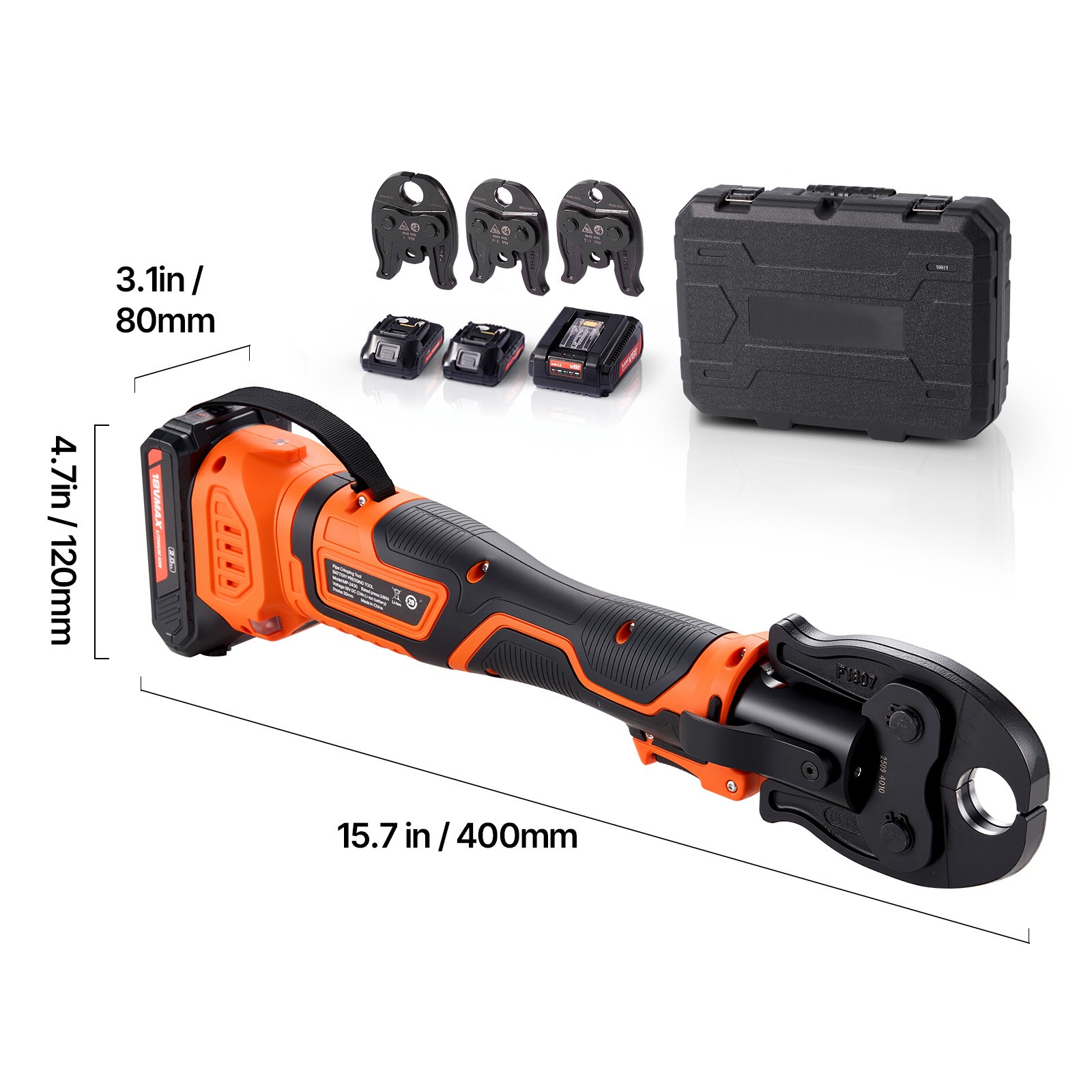 Uimoso 18V Press Tool Kit for 1/2" 3/4" 1" PEX Pipe Stainless Steel Ring