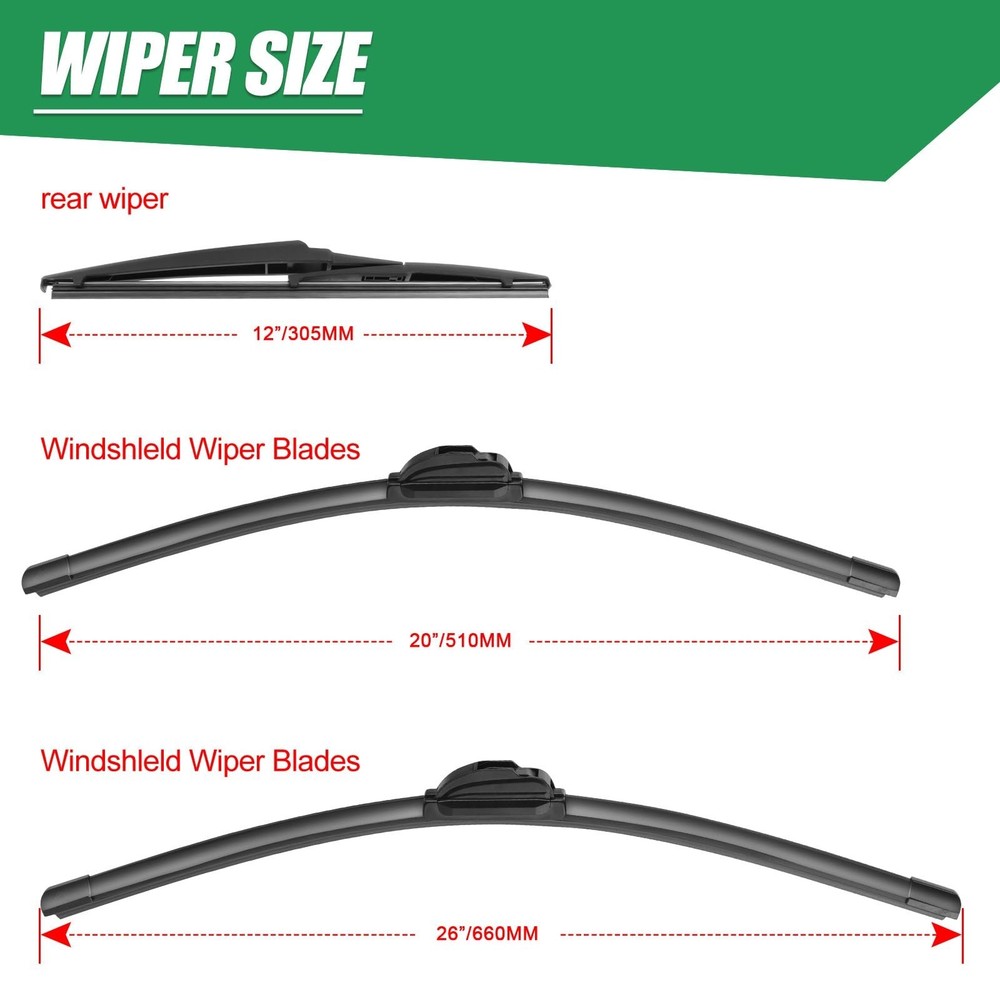 Double Sided Rubber Strips windshield wipers, Replace for 2008-2019 Highlande...