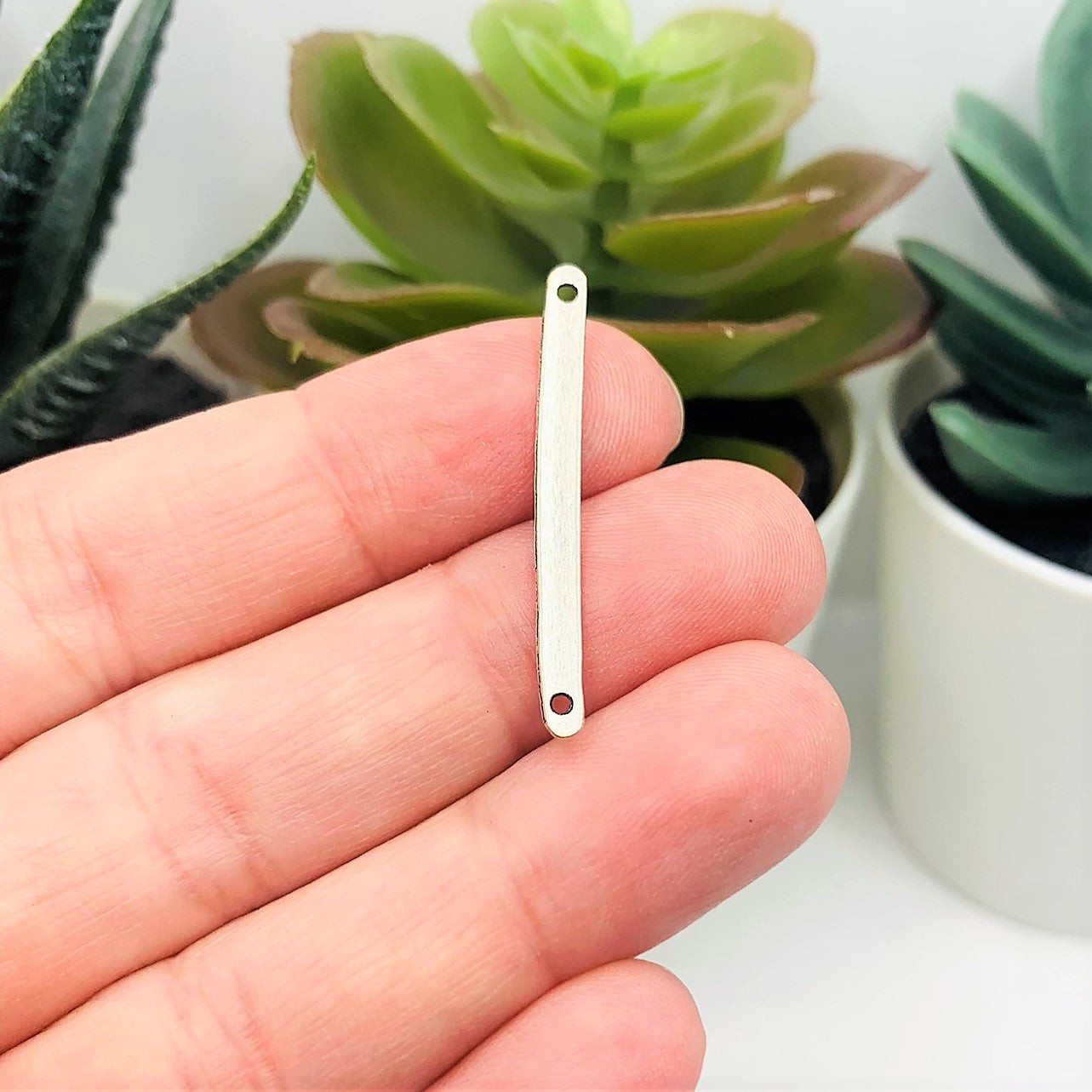 Antique Silver Minimalist Bar Connectors, 3x33mm - US Seller