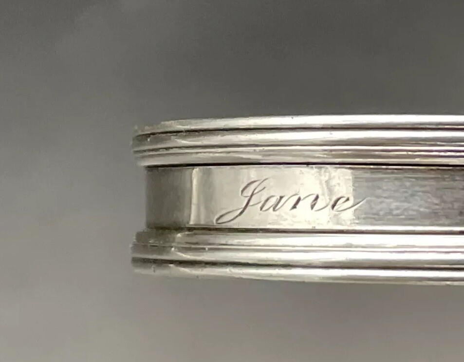 Sterling Silver Napkin Ring Name Engraved “Jane” Webster & Co