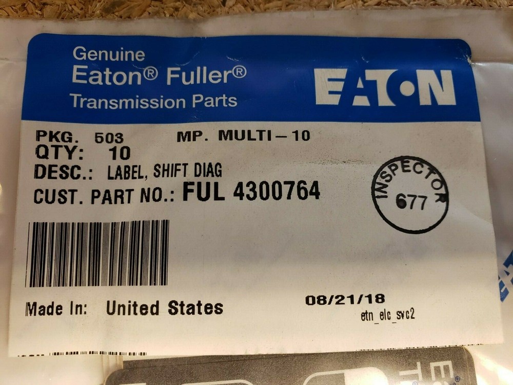 FUL 4300764 FULLER 13 SPEED TRANSMISSION SHIFT LABEL