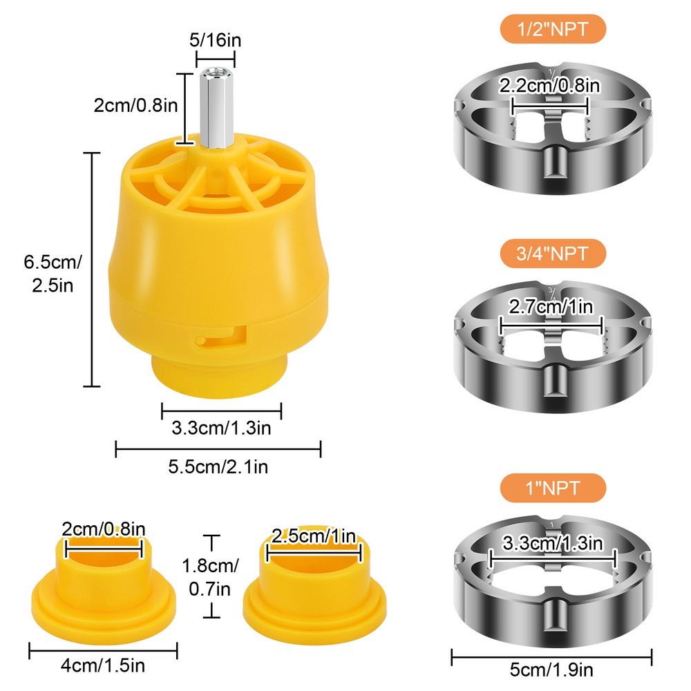 PVC Thread Maker Tool Pipe Threader Plumbing Tool with 3 Dies for Electric Drill