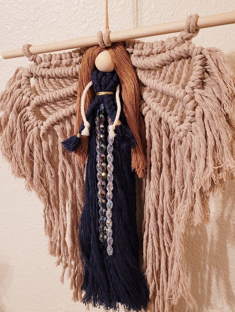 Macrame Handmade Wall Hanging Decor Crocheted Angel Doll Made From Cotton Thread
