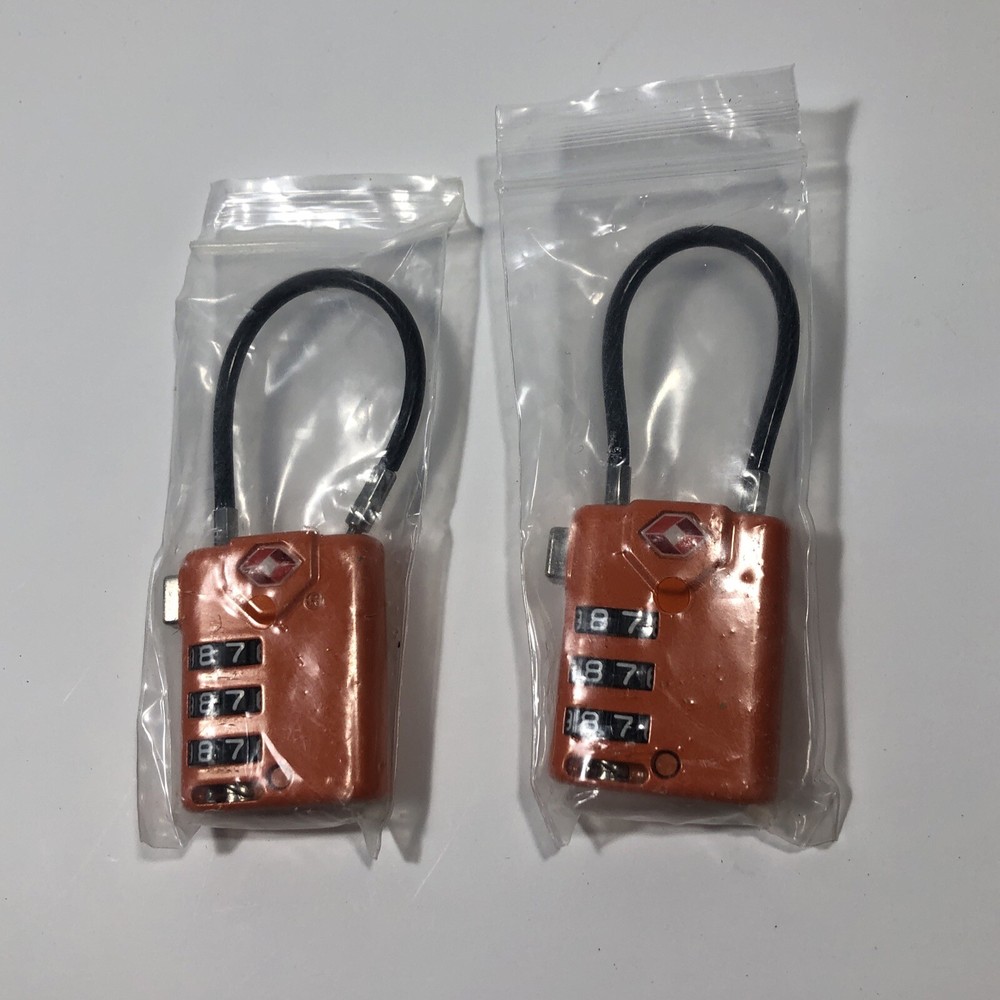 Sure Lock Luggage Combination Lock TSA Approved Orange 2pc New