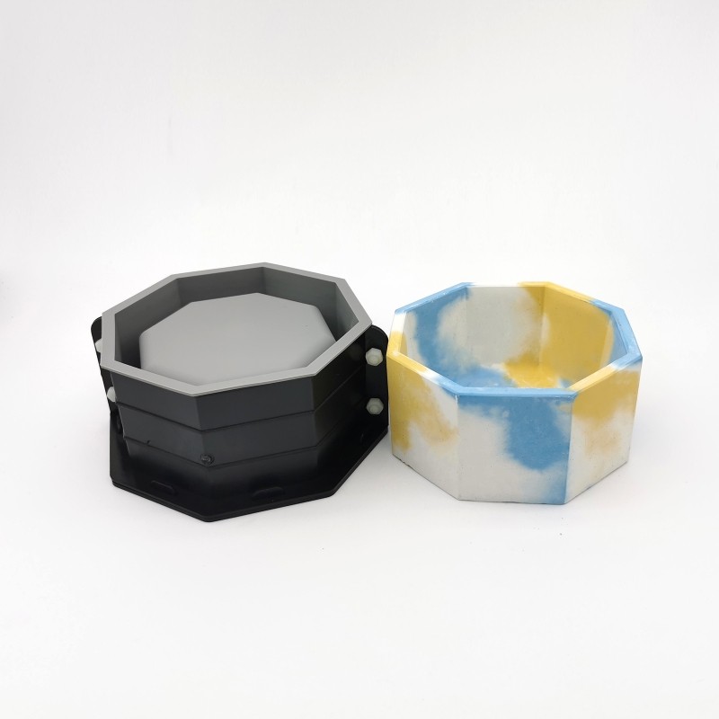 Octagonal Cement Flowerpot Casting Silicone Mould DIY Decorations Making
