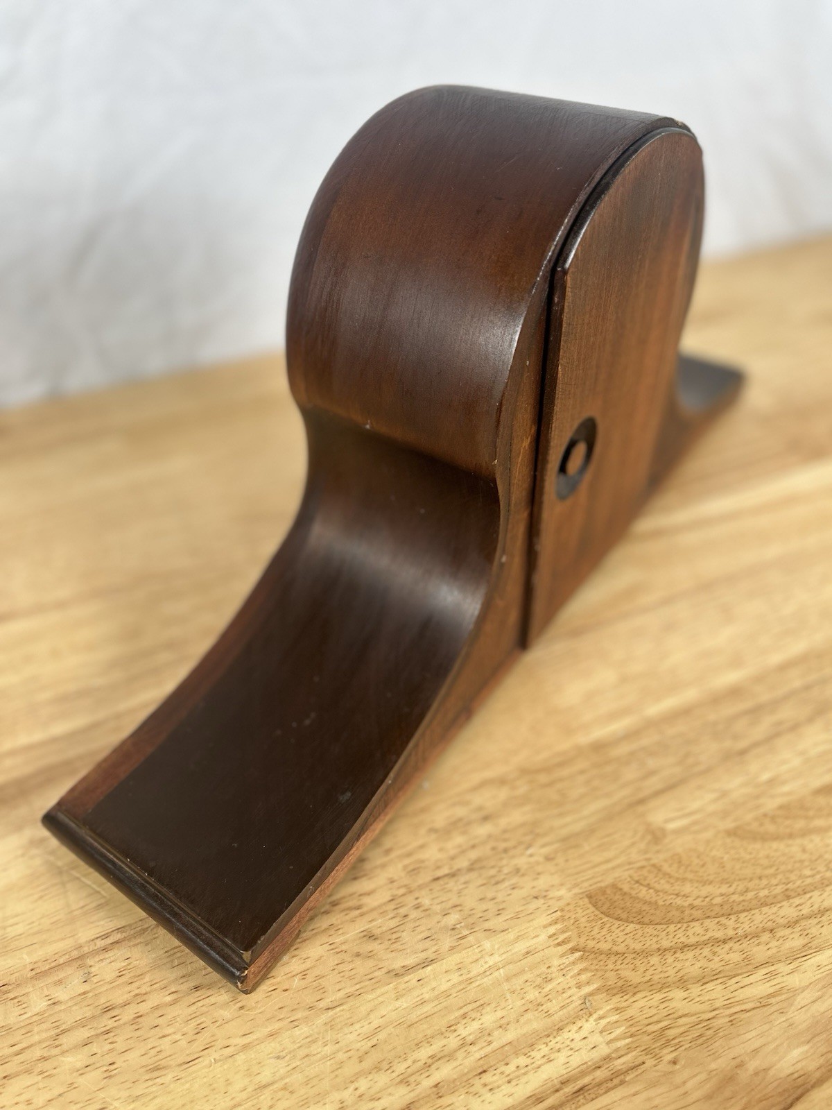 Walnut Humpback Mantle Clock Case Empty 4.5” Hole Solid VTG Antique Parts