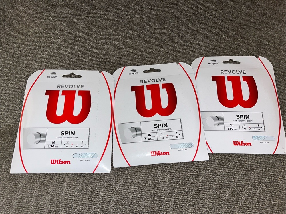 (3) Wilson Strings - WRZ946500 - Revolve 16 Tennis Racket String Set White