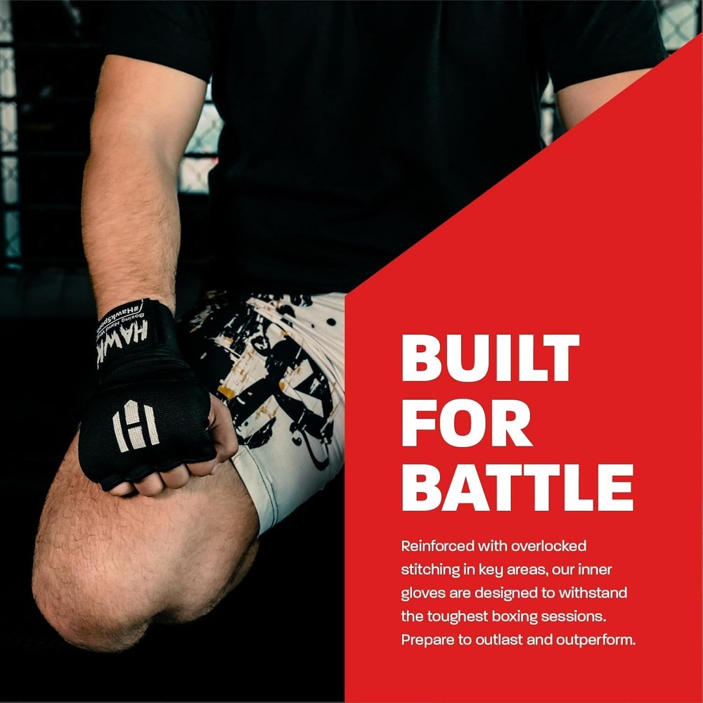 Professional Boxing Inner Gloves with Gel Padding & Quick Wraps - Small-Medium